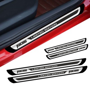Set 4 bucati Protectii Praguri din autocolant Crom - Racing Limited Edition - Img 1