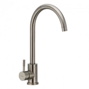 Set Masca Chiuveta Stejar 80 cm X 50 cm X 80 cm, chiuveta inox cuva dreapta, baterie inox rotunda si sifon scurgere - Img 3