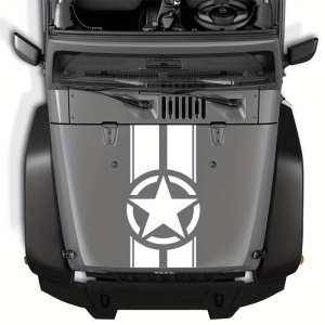 Sticker autoadeziv pentru vehicule Off Road, model "Army Star", dimensiune 90 x 43 cm, culoare Alba - Img 1