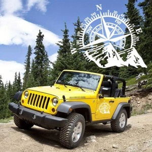 Sticker autoadeziv pentru vehicule Off Road, model "Kompass", dimensiune 44 x 55 cm, culoare Alba - Img 1