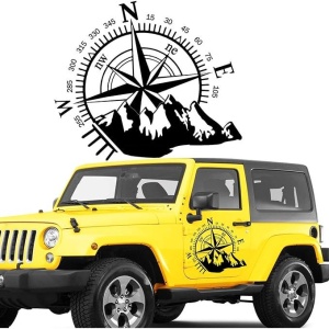 Sticker autoadeziv pentru vehicule Off Road, model "Kompass", dimensiune 44 x 55 cm, culoare Neagra - Img 2