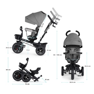 TRICICLETA KINDERKRAFT SPINSTEP, GREY - Img 4
