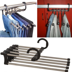 Umeras pliabil pentru 5 perechi de pantaloni, suport metalic cromat - Img 1