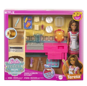 BARBIE SI TERESA RETETA PENTRU PRIETENIE SET PAPUSA TERESA SI BUCATARIE CU ACCESORII - Img 1