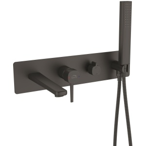 Baterie cada dus monocomanda cu cadru si set dus, negru mat Laveo Pola - Img 1