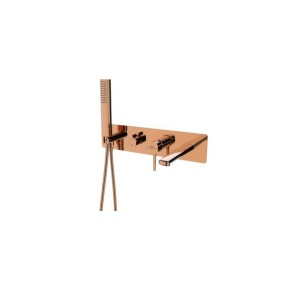 Baterie cada incastrata cu set de dus Laveo POLLA, auriu rose - Img 3