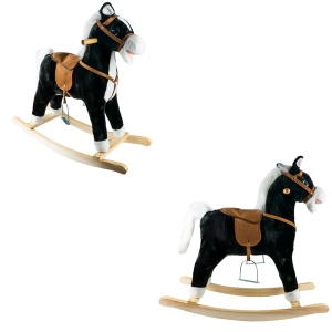 Calut balansoar, lemn + plus, negru, 78x28x68 cm - Img 2
