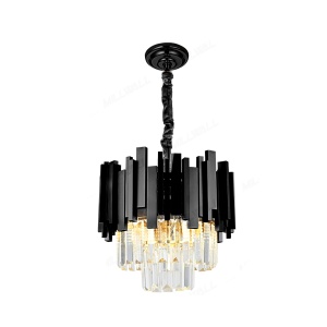 Candelabru Cristal BLOIS Petito 3xE14, Diametru 30cm, Negru, Inaltime Reglabila - Img 3