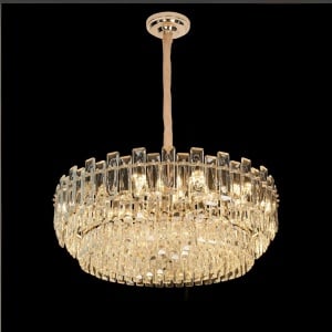 Candelabru Cristal FONTAINEBLEAU Supremo, 15x E14, Diametru 75cm, Auriu, Inaltime Reglabila - Img 1