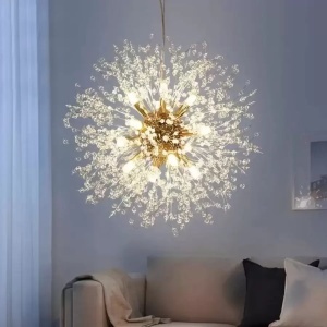 Candelabru Cristal Schonbrunn, 9x G9, Diametru 49cm, Auriu Lucios, Inaltime Reglabila - Img 2