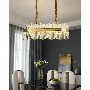 Candelabru LED Achim cu Telecomanda, 200W, Diametru 80cm, Auriu, Dimabil - Img 1