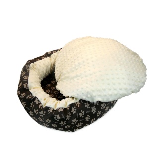 Culcus moale cu perna, pentru caine/pisica, Model Minky, culoare galben, impermeabil, baza antiderapanta, 50 cm - Img 2