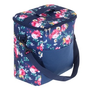 Geanta termoizolanta pentru picnic sau plaja, capacitate 11l, culoare Albastra cu flori - Img 5