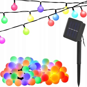 Ghirlanda Magica Luminoasa de exterior cu 50 LED-uri Multicolore, 8 functii si Panou Solar, lungime 6,7 m - Img 1