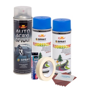 Kit complet reparatie si vopsire jante culoare Albastru Fluorescent, V2 - Img 1