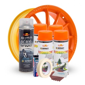 Kit complet reparatie si vopsire jante culoare Orange Fluorescent, V4 - Img 2