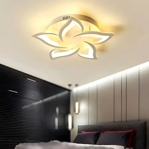 Lustra LED cu telecomanda LOTUS 74W, 5 Petale, lumina Rece/Calda/Neutra, Dimabila, Alb - Img 2