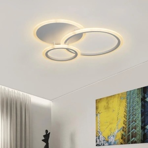Lustra LED cu telecomanda LUCY 52W, 3 Cercuri, lumina Rece/Calda/Neutra, Dimabila, Alb - Img 1