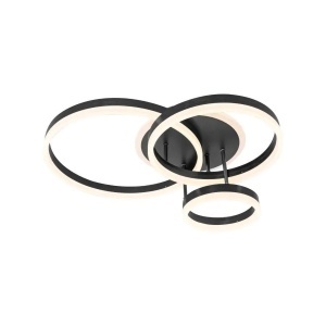 Lustra LED cu telecomanda LYRA 100W, 3 Cercuri, lumina Rece/Calda/Neutra, Dimabila, Negru - Img 1
