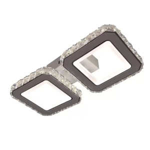 Lustra LED cu telecomanda si cristal QUADRIS 24W, 2 Patrate, lumina Rece/Calda/Neutra, Dimabila, Alb - Img 1