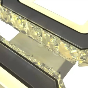 Lustra LED cu telecomanda si cristal QUADRIS 24W, 2 Patrate, lumina Rece/Calda/Neutra, Dimabila, Alb - Img 2