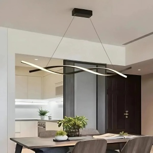 Lustra LED suspendata cu telecomanda FLUX 80W, lumina Rece/Calda/Neutra, Dimabila, Negru, Inaltime Reglabila - Img 1