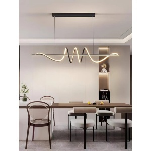 Lustra LED suspendata cu telecomanda RIBBON 66W, Liniara, lumina Rece/Calda/Neutra, Dimabila, Negru, Inaltime Reglabila - Img 1