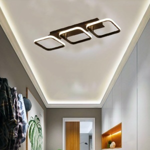 Lustra LED VERTEX 32W, 3 Patrate, Liniara, lumina Rece/Calda/Neutra, Neagra - Img 2