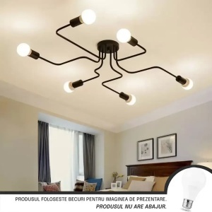 Lustra MODERNIST Hexa 6, 6x E27, Negru, Design Modern - Img 1