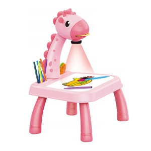 Masa Muzicala de Desen pentru copii cu Proiector, model Girafa, culoare Roz, 24 imagini, AVX-WT-222-2-PINK-GIRAFFE - Img 2