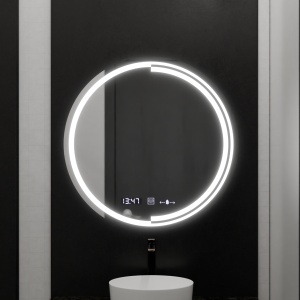 Oglinda LED Rotunda, 60cm, Senzor MotionGlow Consuel Marcello, Sistem Dezaburire, Ceas & Termometru, Dimabila - Img 3