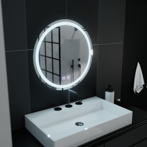Oglinda LED Rotunda, 70cm, Lucea Touch, Sistem Dezaburire, Dimabila - Img 1
