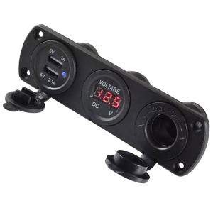 Priza suplimentara impermeabila pentru vehicule Off Road, ATV, SSV, tensiune 12V, 2 x USB si Voltmetru - Img 2