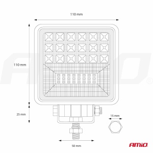 Proiector LED pentru Off-Road, ATV, SSV, cu functie de semnalizare, culoare 6500K, 3360 lm, tensiune 9 - 36V, dimensiuni 110 x 110 mm - Img 13