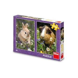 Puzzle 2x48 piese, Iepurasul si Porcusorul de Guinea - DINO TOYS - Img 1