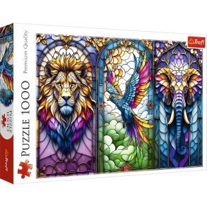 PUZZLE TREFL 1000 ANIMALE IN VITRALIU - Img 1