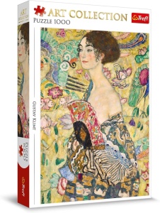 PUZZLE TREFL 1000 ART COLLECTION GUSTAV KLIMT DOAMNA CU EVANTAIUL - Img 1