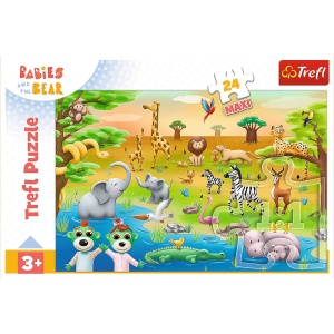 PUZZLE TREFL 24 MAXI BABIES AND THE BEAR SAFARI - Img 3