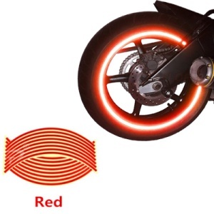 Set 16 ornamente Reflectorizante pentru jante auto, moto, culoare Rosie - Img 1