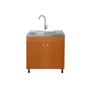 Set Masca Chiuveta Cires 80 cm X 50 cm X 80 cm, chiuveta inox cuva stanga, baterie inox rotunda si sifon scurgere - Img 1