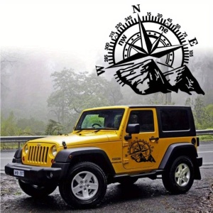 Sticker autoadeziv pentru vehicule Off Road, model "Kompass", dimensiune 44 x 55 cm, culoare Neagra - Img 1