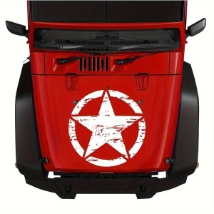 Sticker autoadeziv pentru vehicule Off Road, model "Rusted Army Star", dimensiune 50 x 50 cm, culoare Alba - Img 1