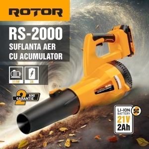 Suflantă aer pe acumulator ROTOR RS-2000 cu 1 acumulator 21V / 2Ah si incarcator ROTOR - Img 1
