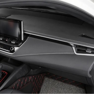 Banda decorativa pentru interiorul vehiculului, lungime 2m, din piele ecologica, culoare Neagra + cusatura Alba - Img 2