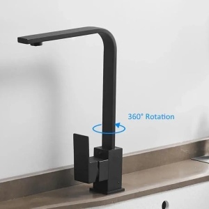 Baterie Bucatarie Monocomanda Pipa Pivotanta Cartus Ceramic Inox Negru Satin Racorduri Kit Fixare Incluse HS002 - Img 2