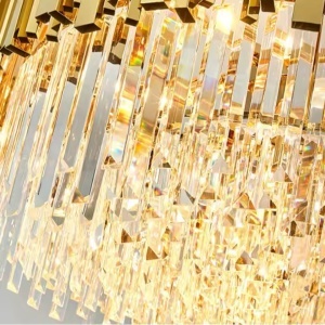 Candelabru Cristal BLOIS Eleganza, Diametru 49cm, 8x E14, Auriu Lucios, Inaltime Reglabila - Img 3