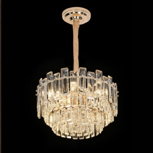 Candelabru Cristal FONTAINEBLEAU Eleganza, 9x E14, Diametru 45cm, Auriu, Inaltime Reglabila - Img 2