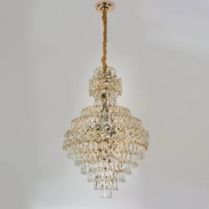 Candelabru Cristal WINDSOR Grande Supremo 14xE27, Diametru 60X90cm, Auriu Lucios, Inaltime Reglabila - Img 2