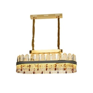 Candelabru LED Pollux cu Telecomanda, 156W, Diametru 80cm, Auriu, Cristal, Dimabila - Img 2