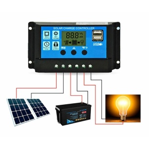 Controler/Regulator de incarcare panou solar, 12 - 24V, 30A, mini dual USB - Img 8
